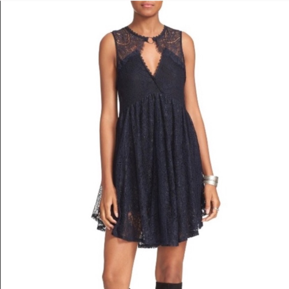 Free People Navy Lace Dress